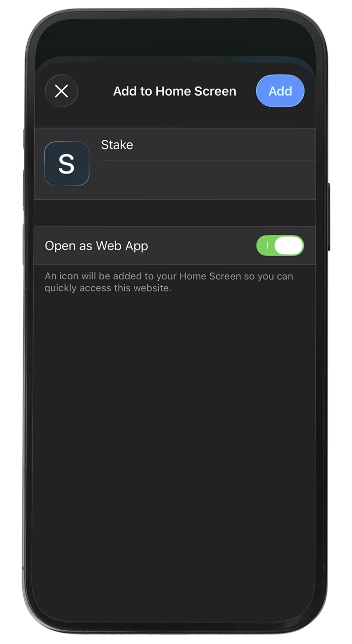 Complete the installation of the Stake app for iOS devices.