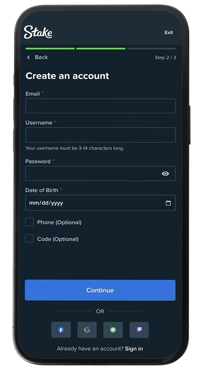 Please verify the information you entered when registering your account in the Stake app.